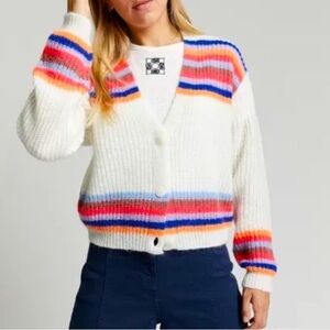INDEE Network Cardigan Stripe Colorful Long Sleeves Sweater Size 10